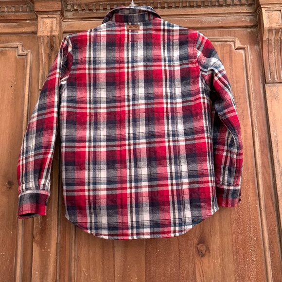 Volcom Boys Workwear Plaid Quilted Lined Shacket Red/ Blue Size Small - Picture 12 of 16